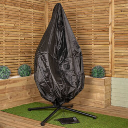 Samuel Alexander Hanging Garden Rattan Egg Chair With Steel Frame And Waterproof Cover In Cool Grey - thumbnail 2