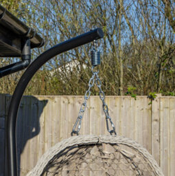 Samuel Alexander Hanging Garden Rattan Egg Chair With Steel Frame And Waterproof Cover In Cool Grey - thumbnail 3