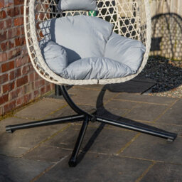 Samuel Alexander Hanging Garden Rattan Egg Chair With Steel Frame And Waterproof Cover In Cool Grey - thumbnail 4