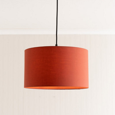 Valuelights Reni Rust Fabric Drum Ceiling Lamp Shade And Bulb (D)35Cm - image 1
