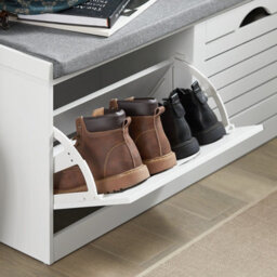 Sobuy Shoe Cabinet With 2 Doors And Flip-Down Racks Storage 8 Pairs Load Capacity 36 Kg Fsr62-Ii-W - White - thumbnail 8