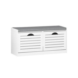 Sobuy Shoe Cabinet With 2 Doors And Flip-Down Racks Storage 8 Pairs Load Capacity 36 Kg Fsr62-Ii-W - White - thumbnail 3