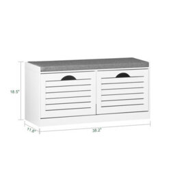 Sobuy Shoe Cabinet With 2 Doors And Flip-Down Racks Storage 8 Pairs Load Capacity 36 Kg Fsr62-Ii-W - White - thumbnail 2