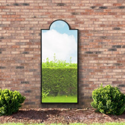 "Mirroroutlet Genestra - Black Contemporary Wall & Leaner Garden Outdoor Mirror 67""x 29"" 170X75Cm"