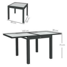 Outsunny Extendable Outdoor Dining Table Patio Table, Clear - thumbnail 3