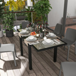 Outsunny Extendable Outdoor Dining Table Patio Table, Clear - thumbnail 7