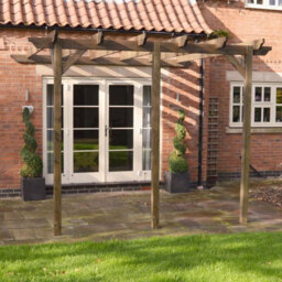 Rutland County Garden Furniture Wall Mounted Garden Pergola 3 Post - L420 X W420 X H270 Cm - Rustic Brown - thumbnail 3