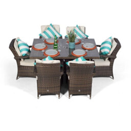 That's Furniture Arizona Rectangular 6 Seater Rattan Patio Dining Set - Brown - thumbnail 4
