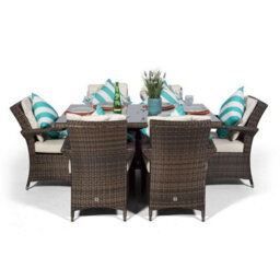 That's Furniture Arizona Rectangular 6 Seater Rattan Patio Dining Set - Brown - thumbnail 6