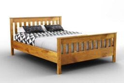 Nodax Double Bed Frame, F16, Solid Pine Wood, Easy Assembly, Sturdy Slats & Extra Support Legs, 4Ft 6In, Oak Finish - thumbnail 3