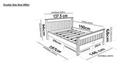 Nodax Double Bed Frame, F16, Solid Pine Wood, Easy Assembly, Sturdy Slats & Extra Support Legs, 4Ft 6In, Oak Finish - thumbnail 4