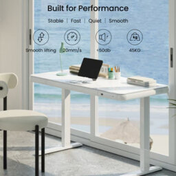 Flexispot Height Adjustable All In One Aesthetic Standing Desk With Drawers 120X60Cm Desktop In White - thumbnail 9