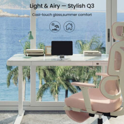 Flexispot Height Adjustable All In One Aesthetic Standing Desk With Drawers 120X60Cm Desktop In White - thumbnail 4
