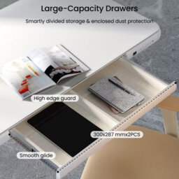 Flexispot Height Adjustable All In One Aesthetic Standing Desk With Drawers 120X60Cm Desktop In White - thumbnail 6