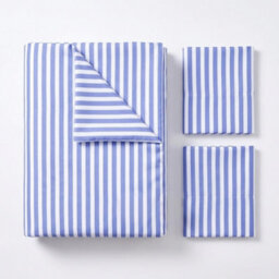 Blue Stripe Duvet Cover Set Soft Microfibre Bedding With Matching Pillowcase(S), Breathable Easy Care Hotel Style Bed Linen - thumbnail 7