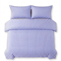 Blue Stripe Duvet Cover Set Soft Microfibre Bedding With Matching Pillowcase(S), Breathable Easy Care Hotel Style Bed Linen - thumbnail 3