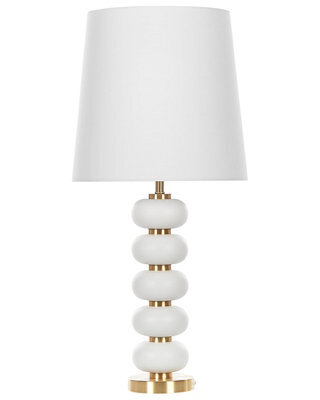 Wyld and Coco Luminalux Table Lamp - Matt Gold Oval Metal Base With White Fabric Shade - 80Cm. - image 1