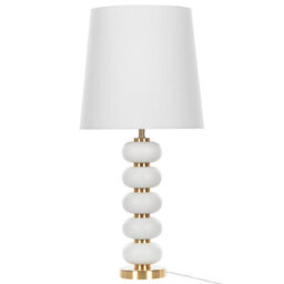 Wyld and Coco Luminalux Table Lamp - Matt Gold Oval Metal Base With White Fabric Shade - 80Cm. - thumbnail 4