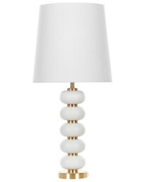 Wyld and Coco Luminalux Table Lamp - Matt Gold Oval Metal Base With White Fabric Shade - 80Cm. - thumbnail 1