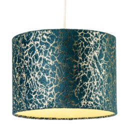 Happy Homewares Emerald Green Teal Blend Velvet Fabric Lamp Shade With Shiny Gold Foil - thumbnail 2