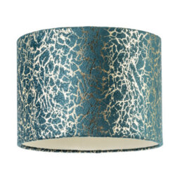 Happy Homewares Emerald Green Teal Blend Velvet Fabric Lamp Shade With Shiny Gold Foil