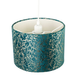 Happy Homewares Emerald Green Teal Blend Velvet Fabric Lamp Shade With Shiny Gold Foil - thumbnail 3