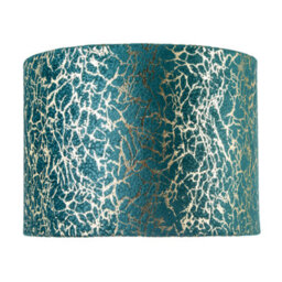 Happy Homewares Emerald Green Teal Blend Velvet Fabric Lamp Shade With Shiny Gold Foil - thumbnail 4