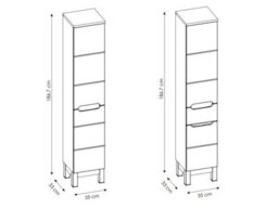 Impact Furniture Bathroom Furniture Set Freestanding Cabinets Storage 600mm Vanity Sink Basin Laundry Slim Tall Unit White Gloss Oak Bali - thumbnail 5