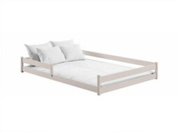 Arte Wooden Bed Fini Eu Double - Cashmere Pine, Low Profile Bed With Secure Side Rails & Slat Kit - thumbnail 1