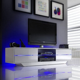 Furniture in Fashion Sienna High Gloss Tv Stand In White With Multi Led Lighting - thumbnail 1