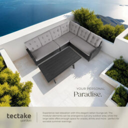 Tectake Garden Furniture Set Catania - For 6 People, Weather-Resistant, Thick Cushions  - Black - thumbnail 4