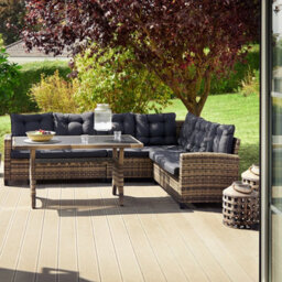Tectake Garden Furniture Set Catania - For 6 People, Weather-Resistant, Thick Cushions  - Black - thumbnail 9