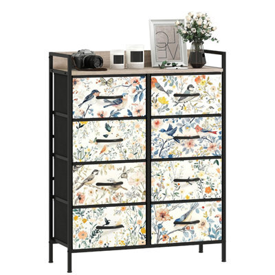 Homcom Bedroom Chest Of Drawers, Fabric Dresser With 8 White
