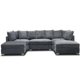 U Shape Corner Chenille Fabric Large Sofa - Truffle - Grey - Foam Seats - Pocket Spring Seats - thumbnail 2