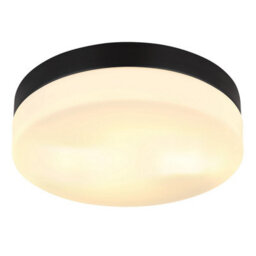 Luminosa Lighting Luminosa Vranos Outdoor Flush Matt Black Ip44 Opal Glass Shade 2X E27 - thumbnail 1
