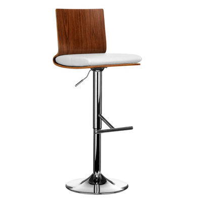 Orsina Walnut And White Bar Chair With Square Back,footrest Living Bar Chair - image 1