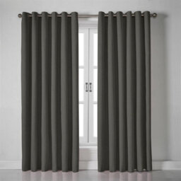 Luxury Living Linen Look Eyelet Ring Top Blackout Curtains Charcoal - thumbnail 2