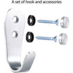 6 Pcs 3mm Screw In Coat Hooks Stainless Steel Wall Mounted For Home Lockers Drawers Bathroom And Shelves With Screws - thumbnail 2