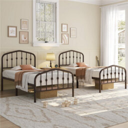 Yaheetech 3Ft Single Bed Frame Slatted Metal Bed With Crown-Inspired Design Headboard Bronze - thumbnail 4