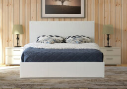 Modernique White 4Ft, Ottoman Small Double Storage Bed Faux Leather In White - thumbnail 2