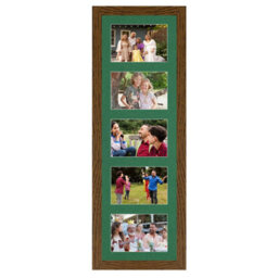 AK Frames 26X8 Dark Oak Modern Multi Photo Frame With Emerald Mount - Holds 5 Apertures (5X) 6X4 Photos - thumbnail 1