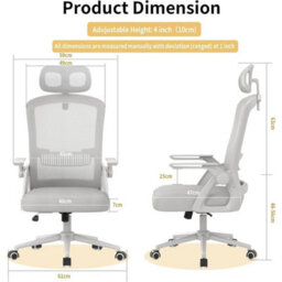 Ergonomic High Back Office Chair With Adjustable Headrest - thumbnail 2