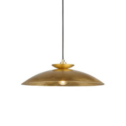 Luminosa Lighting Luminosa Livorno Dome Pendant Ceiling Light Hammered Brass, Brass Plate - thumbnail 1