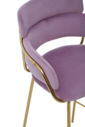 Orsina Pink Velvet Bar Chair, Gold Finish Metal Legs With Footrest, Velvet Upholstered Bar Stool, Bar Seating - thumbnail 5