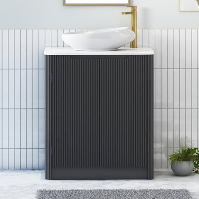 Royal Bathrooms Avenza 700mm Matt Obsidian Black Floor Standing Bathroom Vanity Unit 2 Door With Nova Basin - image 1