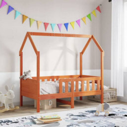 Berkfield Kids' House Bed Frame Without Mattress Wax Brown 80X160 Cm Pine - thumbnail 1