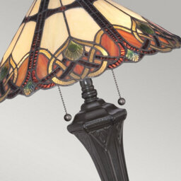 Luminosa Lighting Elstead Cambridge 2 Light Table Lamp Vintage Bronze, Tiffany Glass, E27 - thumbnail 3