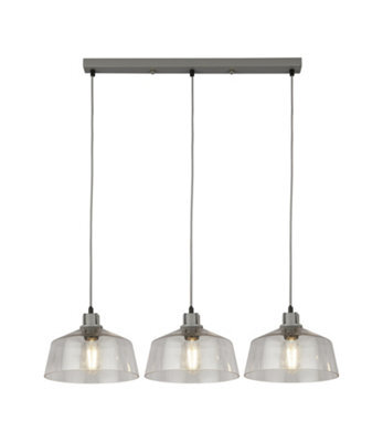 Lighting Collection Freetown Clear Glass & Grey 3 Light Bar Pendant - image 1