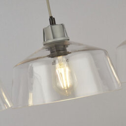 Lighting Collection Freetown Clear Glass & Grey 3 Light Bar Pendant - thumbnail 3