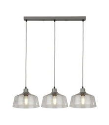 Lighting Collection Freetown Clear Glass & Grey 3 Light Bar Pendant